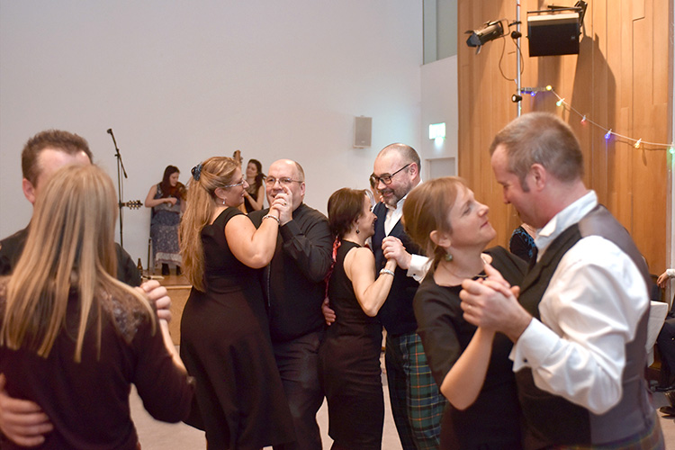Grassmarket Community Project Burns Supper event photograph, Ceilidh Band and dancing