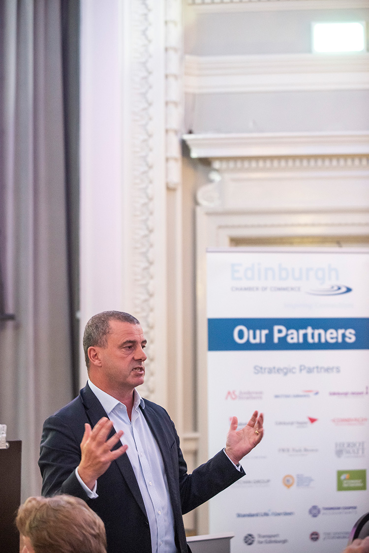 Steve Dunlop Steve Dunlop, CEO at Scottish Enterprise with Edinburgh Chamber members at the Royal Scots Club.