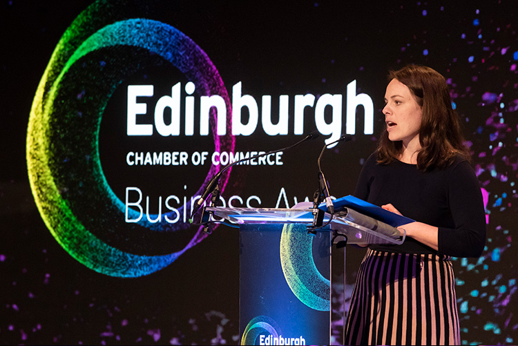 Cabinet Secretary for Finance and the Economy MSP Kate Forbes at the EICC, Edinburgh Chamber of Commerce Business Awards 2022