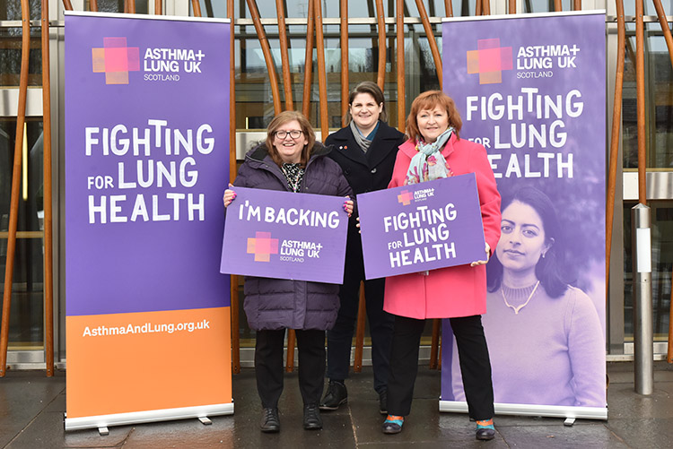 Asthma and Lung UK rebrand PR images with cross party MSP Group