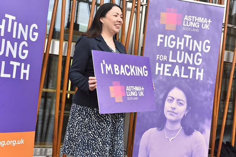 Asthma and Lung UK rebrand PR images with cross party MSP Group