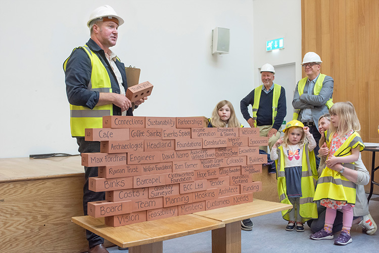 sponsors wall, Grassmarket Community Project event with Ricky Ross