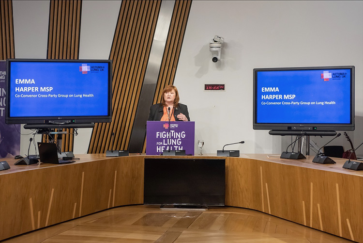 Asthma and Lung UK PR images with cross party MSP 's, event photography in edinburgh