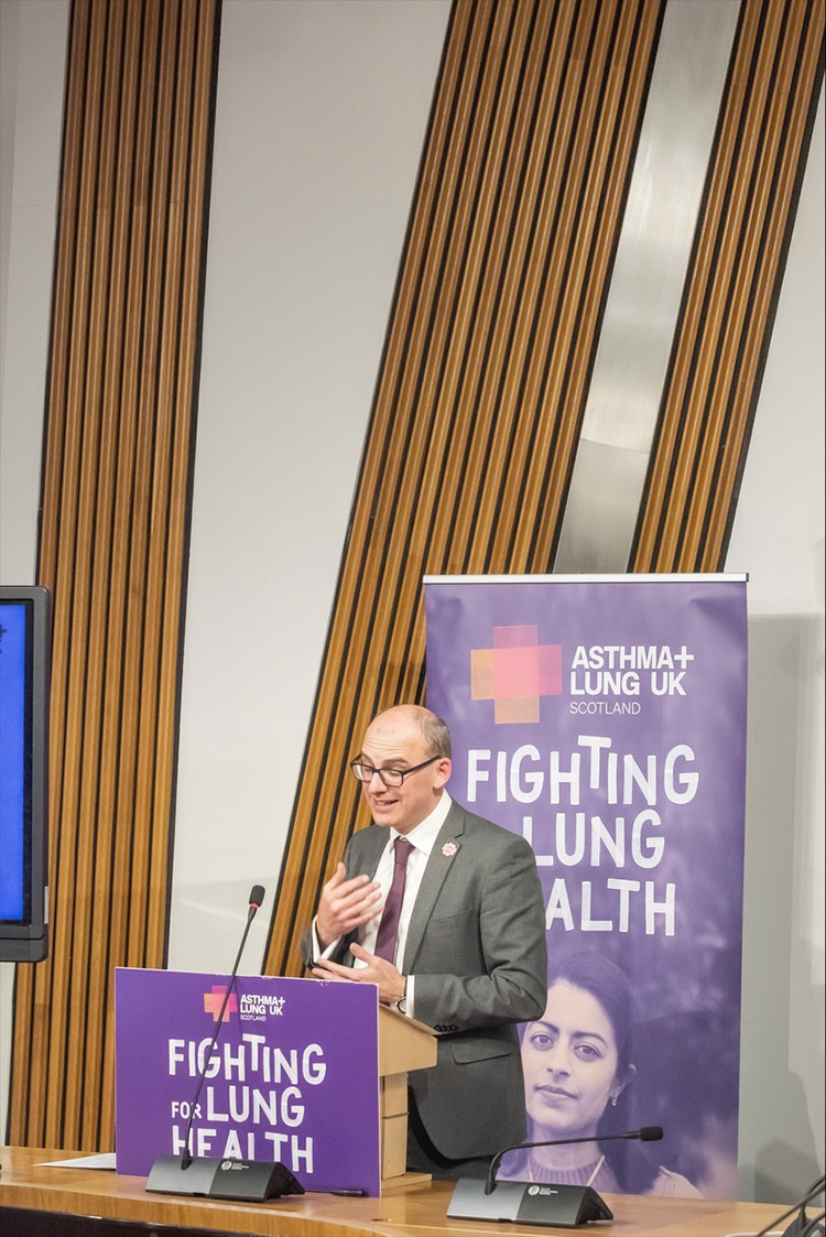 Jospeh Carter, A&L UK, Asthma and Lung UK PR images with cross party MSP 's, event photography in edinburgh