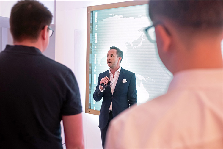 Edinburgh Camber of Commerce event at Johnnie Walker Edinburgh, Business meeting, Nigel Robertson, Business Development Manager at Diego talking to Edinburgh Chamber of Commerce Members