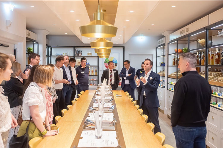 Edinburgh Camber of Commerce event at Johnnie Walker Edinburgh, Business meeting, Nigel Robertson, Business Development Manager at Diageo talking to Edinburgh Chamber of Commerce Members, Journey of Flavour Experience at Johnnie Walker
