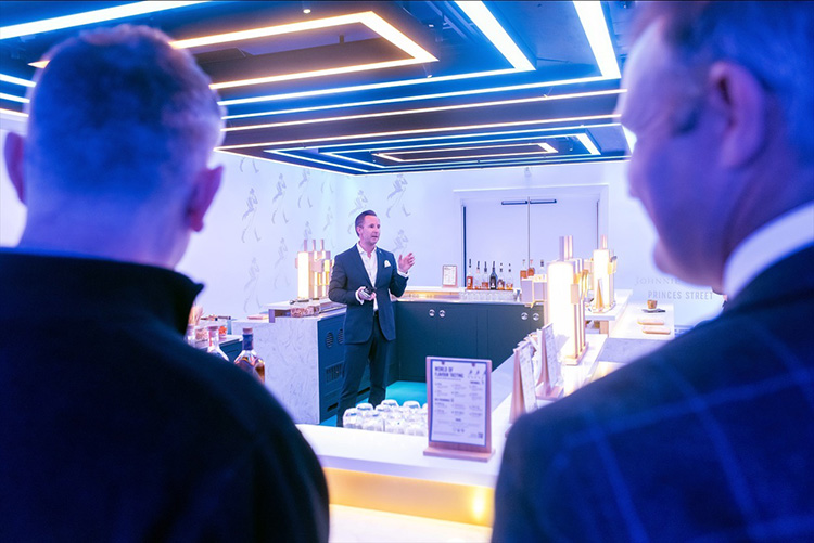Edinburgh Camber of Commerce event at Johnnie Walker Edinburgh, Business meeting, Nigel Robertson, Business Development Manager at Diego talking to Edinburgh Chamber of Commerce Members