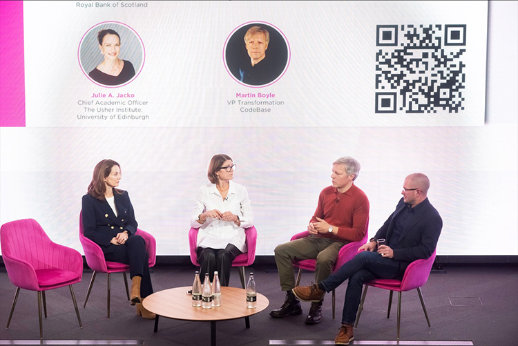Julie A Jacko, Liz McAreavey, Kristian Tapaninaho, Ooni Founder, Martin Boyle from Codebase, Edinburgh Business Festival 2026 Photography at Royal Bank of Scotland Conference Centre