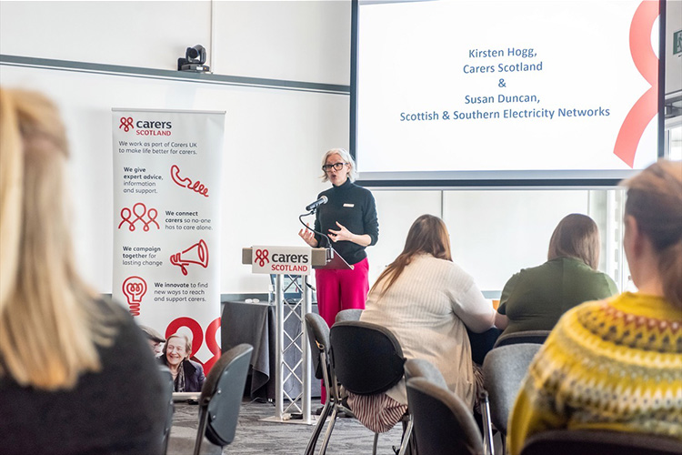 Kirsten Hogg, Director of Devolved Nations at Carers Scotland speaking at Carers Scotland Annual Summit 2026